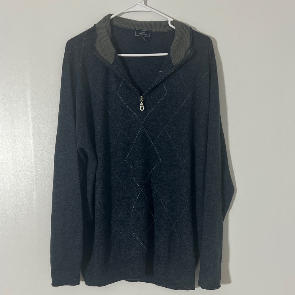 Dockers Men's navy‎ and grey quarter Zip-Up Sweater Sz XL